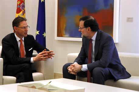 27/02/2015. Rajoy se reúne con el vicepresidente de la Comisión Europea, Jyrki Katainen. El presidente del Gobierno, Mariano Rajoy, ha recib...
